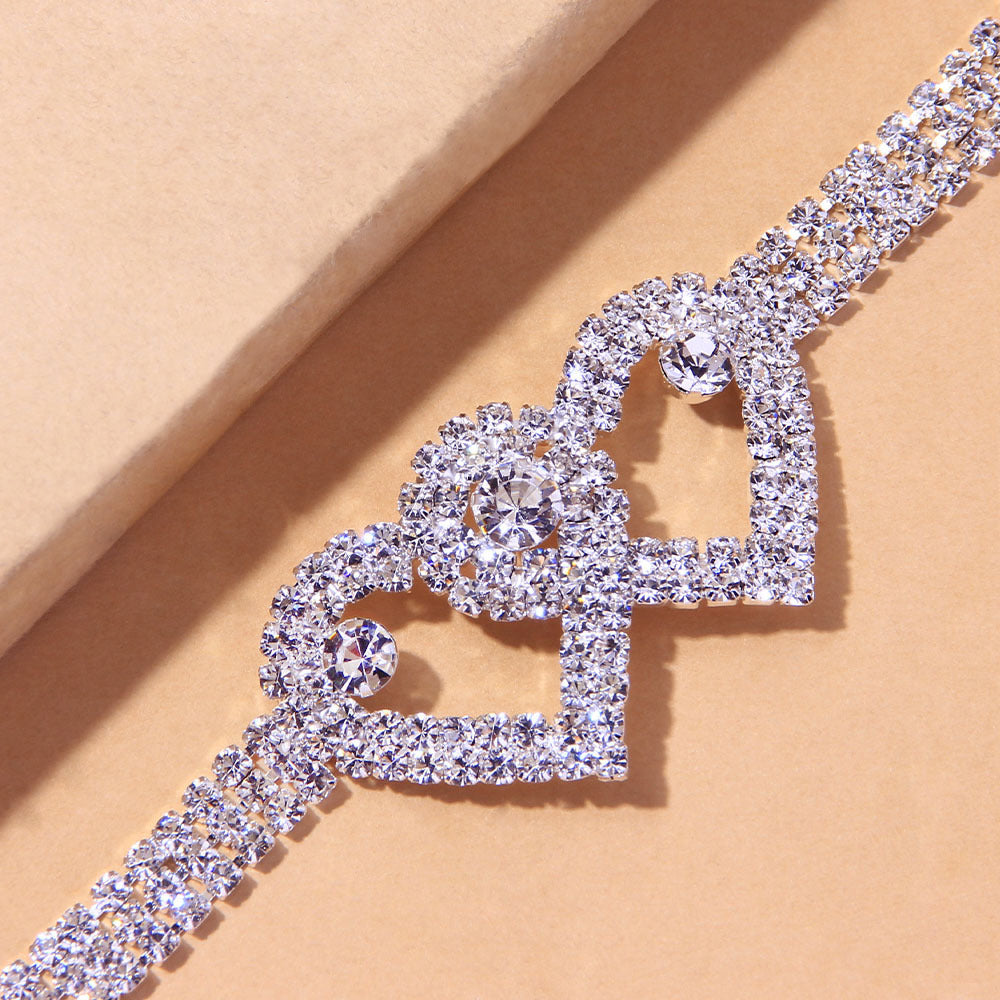 All-match Heart-shaped Rhinestone Anklet