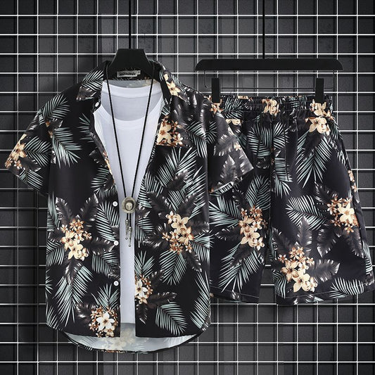 Beach Pants Loose Quick-dry Casual Short Sleeve Printed Shirt Suit